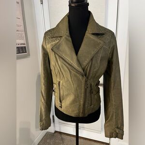 Blanc Noir Olive Leather Jacket